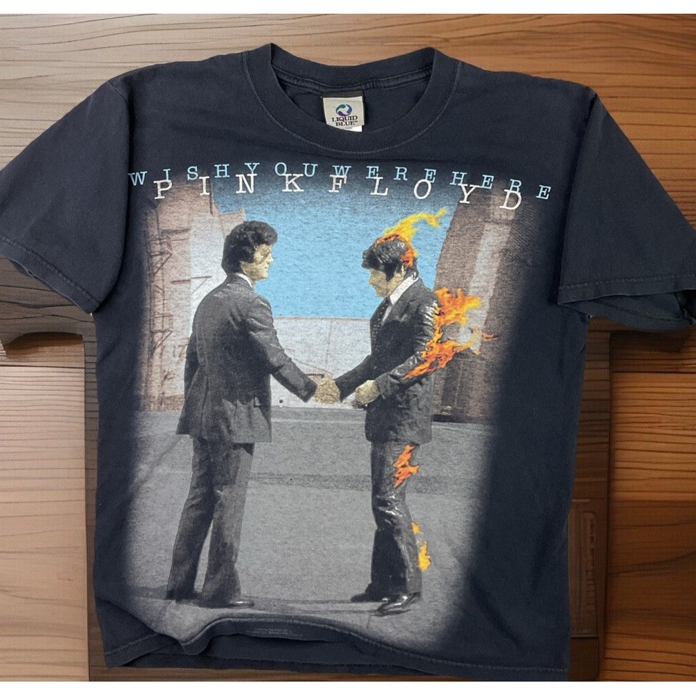 Vintage‎ Pink Floyd T-Shirt Wishing You Were Here Y2K Liquid Blue 2005 Men Sz M